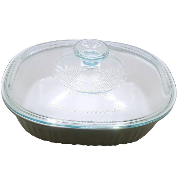 CorningWare Baking Casserole Dish Stoneware French White Pyrex Lid 1.5 Qt Oval - Picture 1 of 12